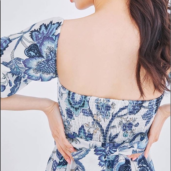 Boho Gypsy Floral Bardot Belted Ruffle Hem Dress - Picture 6 of 7